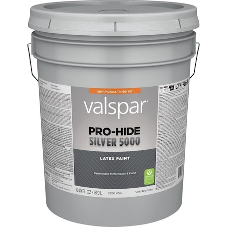 Valspar Pro-Hide Silver 5000 Latex Semi-Gloss Interior Wall Paint, White Base, 5 Gal. 028.0073000.008